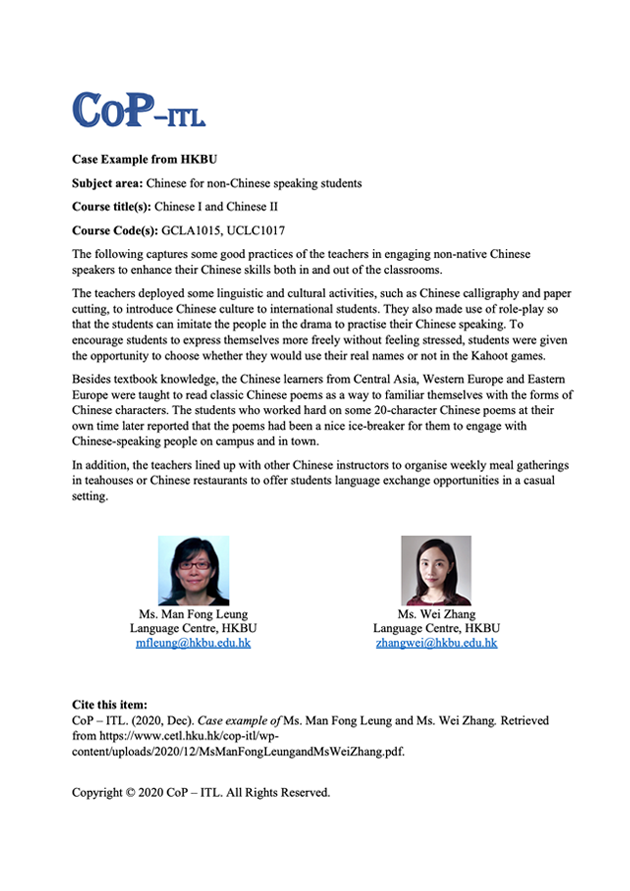 Case Example - Ms Man Fong Leung and Ms Wei Zhang